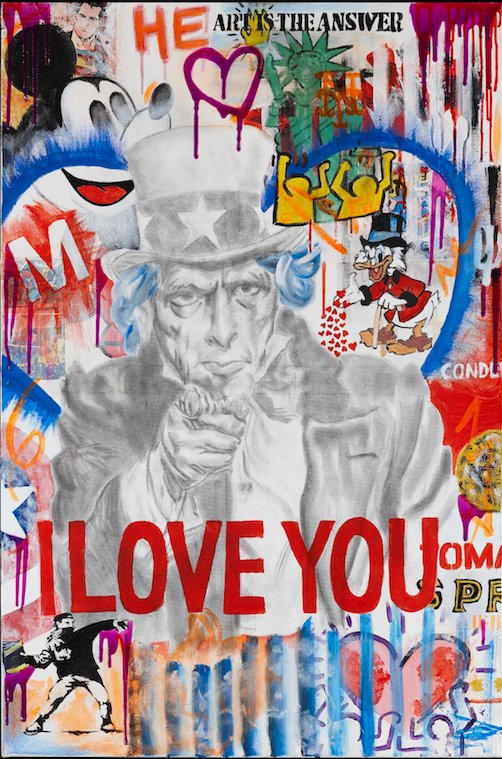 I LOVE YOU - 24" x 36" mixed media acrylic on canvas - ArtByLJS